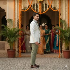 Mens Ivory Sage Green 3 Piece Wedding Party Suit
