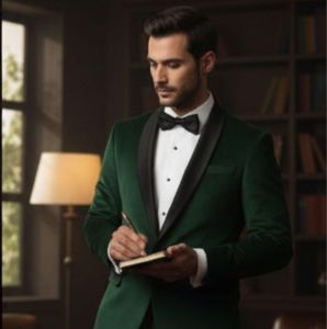 Mens Burnt Green Wool Blend Double Breasted Blazer
