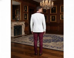 Mens Maroon 3 Piece Wedding Party Suit