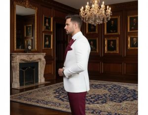 Mens Maroon 3 Piece Wedding Party Suit