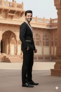 Mens Black Slim Fit Party Wear Blazer