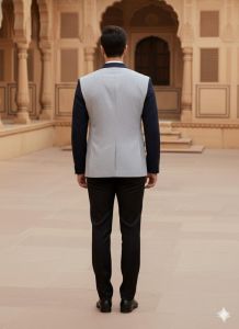 Mens Grey Slim Fit Party Wear Blazer