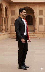 Mens Red Slim Fit Party Wear Blazer