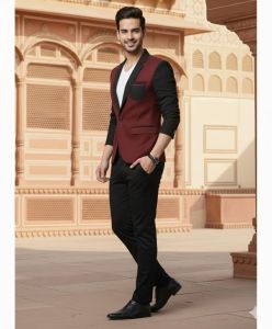 Mens Maroon Slim Fit Party Wear Blazer