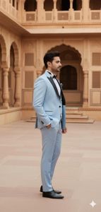 Mens Sky Blue Slim Fit Wedding Suit