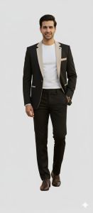 Mens Black Slim Fit Contrast Lapel Blazer