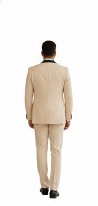 Mens Beige Slim Fit 3 Piece Wedding Tuxedo Suit