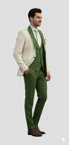 Mens Beige Slim Fit 3 Piece Groom Tuxedo Suit