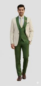 Mens Beige Slim Fit 3 Piece Groom Tuxedo Suit