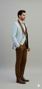 Mens Light Blue Slim Fit 3 Piece Wedding Tuxedo Suit