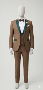 Mens Dark Brown Slim Fit 3 Piece Wedding Tuxedo Suit