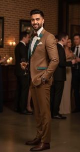 Mens Dark Brown Slim Fit 3 Piece Wedding Tuxedo Suit