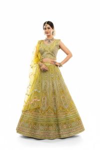 Ladies Yellow Embroidered Lehenga Choli Set