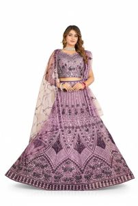 Ladies Lilac Embroidered Lehenga Choli Set