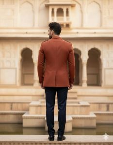 Mens Rust 2 Piece Double Breasted Utility Suit