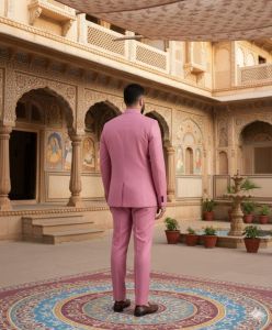 Mens Pink Indo Western 2 Piece Suit