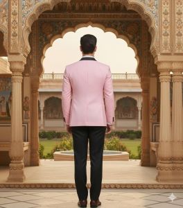 Mens Pink Elegant Slim Fit Tuxedo Suit