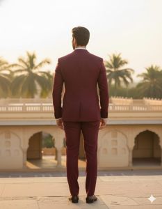 Mens Burgundy Classic Slim Fit Suit