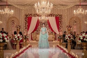 Ladies Mint Green Embroidered Lehenga Choli Set