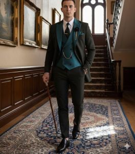 Mens Green Slim Fit Tuxedo Suit