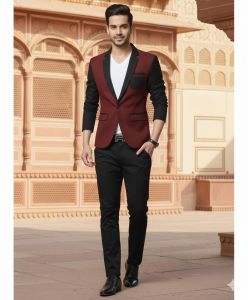 Mens Maroon Slim Fit Party Wear Blazer