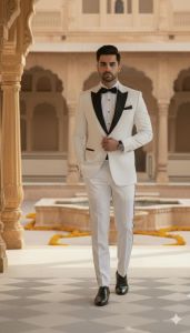 Mens White Classic Two Piece Tuxedo Suit