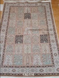 4.9 Ft × 6.9 Ft. Kashan Hand Knotted Kashmiri Pure Silk Carpet