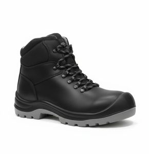 Smooth Black Leather High Ankle Safety SHOES-CH1050