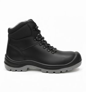Smooth Black Leather High Ankle Safety SHOES-CH1050