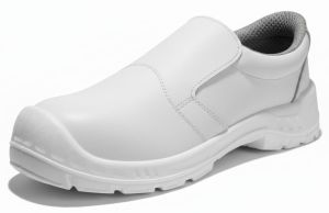 White Leather Slip ON Safety Shoes