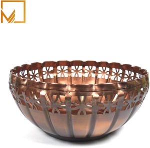 8 Inch Floral Cutout Antique Copper Urli