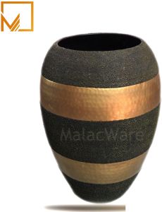 Black Hammered Brass Vase