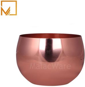 Glossy Rose Gold Curved Copper Candle Vessel