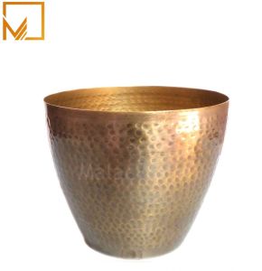 Golden Finish Hammered Brass Vase