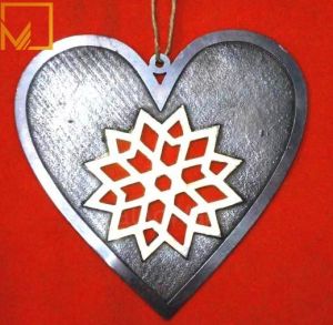 Gun Metal Glossy Flat Decorative Hanging Heart