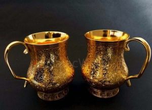 Handcrafted Antique Golden Brass Beverage Mug