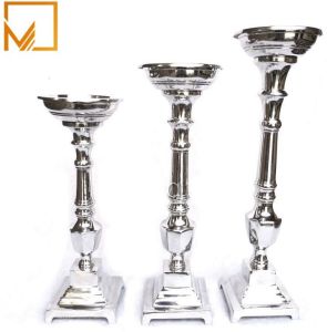 Silver Plated Aluminium Pillar Candle Holder