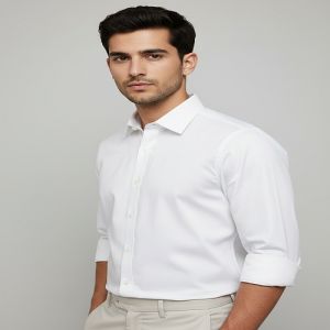 Mens Plain White Full Sleeve Cotton Shirt