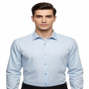 Mens Sky Blue Full Sleeve Cotton Shirt