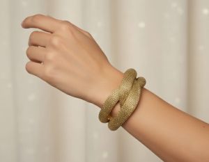 Artificial Gold Mesh Twisted Bracelet