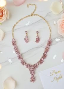 Beautiful Rose Pink Austrian Crystal Necklace Set