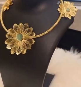 Brass Yellow Flower Shape Necklace