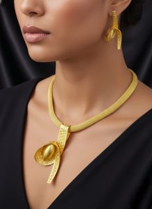 Brushed Gold Finish Sculptural Knot Necklace