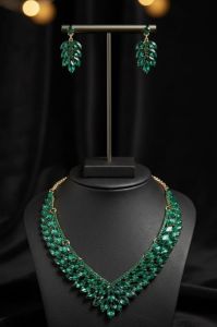 Green Artificial Rhinestone Crystal Necklace Set