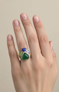 Multi Stone Pebble Design Cocktail Ring
