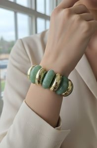 Sea Green Golden Stretchable Bracelet