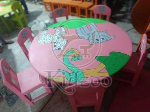 6 Seater Round Play School Table Set