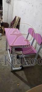 2 Seater Pink Iron Frame School Desk