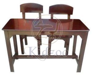 2 Seater Rectangular Polished Wooden School Furniture