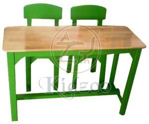 2 Seater Rectangular Polished Wooden School Furniture
